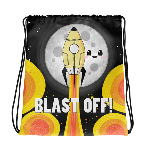 Moon Blast Off! Drawstring Bag