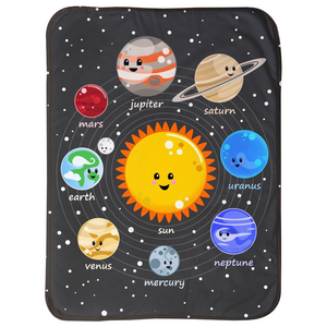 Solar System Kawaii Style Sherpa Blankets (Infant Sizes) - Krokoneil