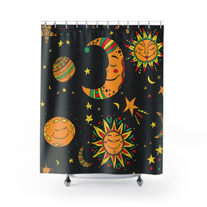 Moon, sun and star shower curtains - Krokoneil
