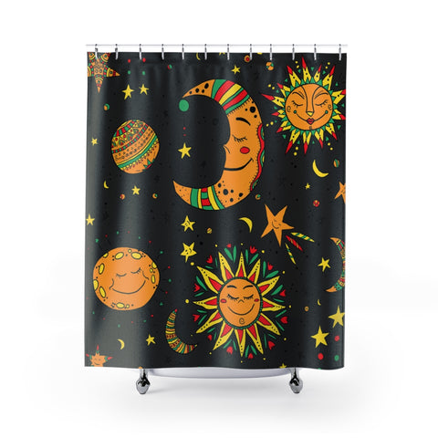 Moon, sun and star shower curtains - Krokoneil