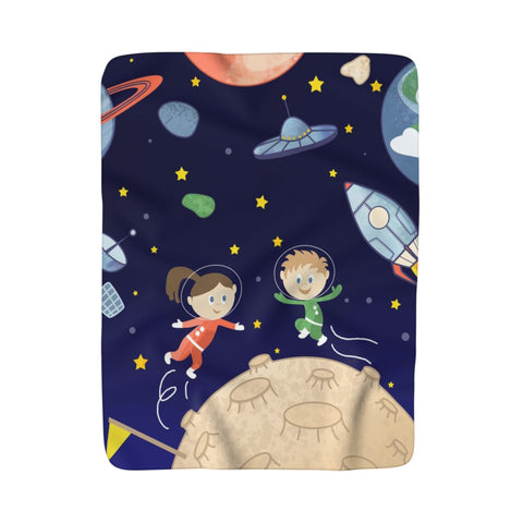 Space kids Sherpa Fleece Blanket - Krokoneil