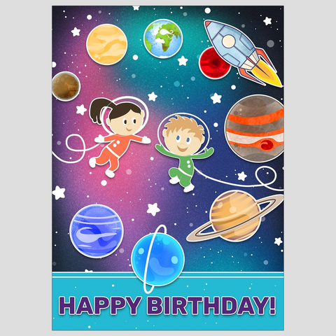 Happy Space Birthday Flat Card