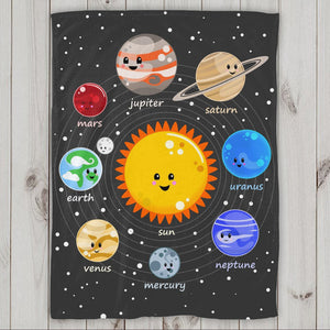 Kawaii Solar System 60x80 Fleece Blanket