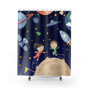 Space kids Shower Curtains - Krokoneil