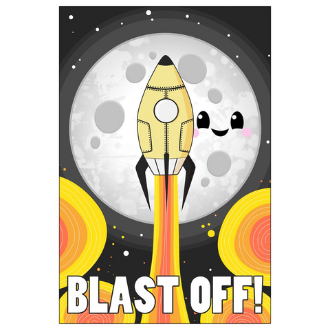 Moon Blast Off! Flat Greeting Card