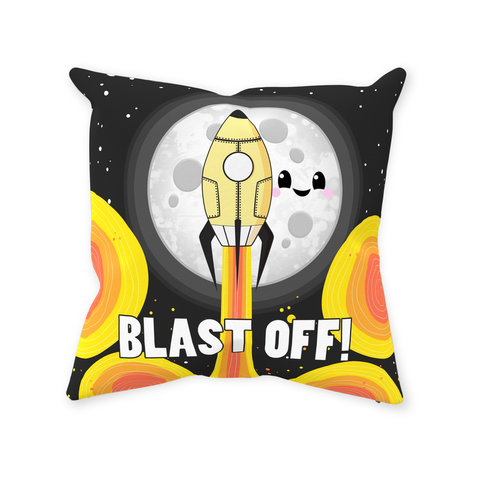 Moon Blast Off! Throw Pillow