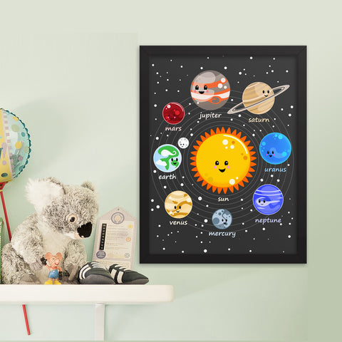Kawaii Solar System Framed poster